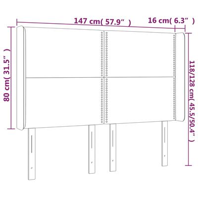 vidaXL Cabeceira cama abas tecido 147x16x118/128 cm cinza-acastanhado