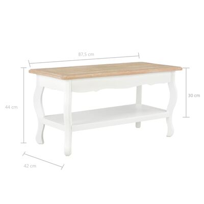 vidaXL Mesa de centro 87,5x42x44 cm pinho maciço branco e castanho