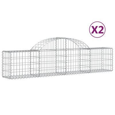 vidaXL Cestos gabião arqueados 2 pcs 200x30x40/60 cm ferro galvanizado