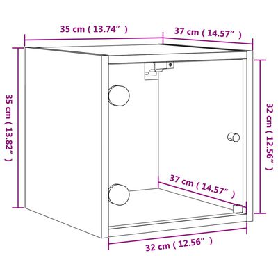 vidaXL Mesa cabeceira c/ porta vidro 2 pcs 35x37x35cm cinzento cimento