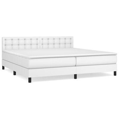 vidaXL Cama com molas/colchão 200x200 cm couro artificial branco