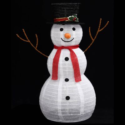 vidaXL Boneco de neve decorativo com luz LED tecido de luxo 90 cm