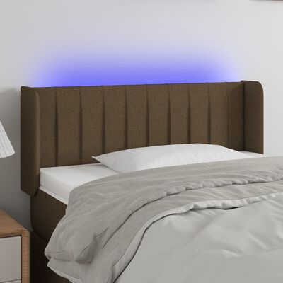 vidaXL Cabeceira de cama c/ luzes LED tecido 93x16x78/88 cm castanho