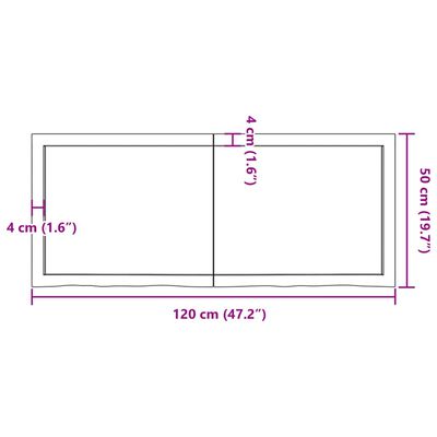 vidaXL Prateleira de parede 120x50x(2-4)cm carvalho maciço não tratado