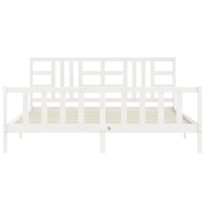 vidaXL Estrutura de cama com cabeceira 200x200cm madeira maciça branco