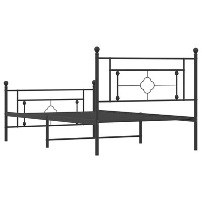 vidaXL Estrutura de cama com cabeceira e pés 107x203 cm metal preto