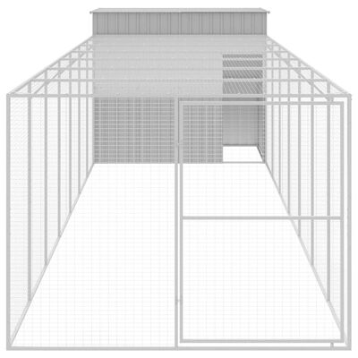 vidaXL Casota cães c/ parque 214x865x181 cm aço galvaniz. cinza-claro