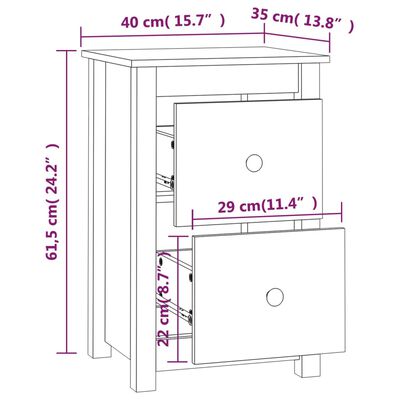 vidaXL Mesas de cabeceira 2 pcs 40x35x61,5 cm pinho maciço preto