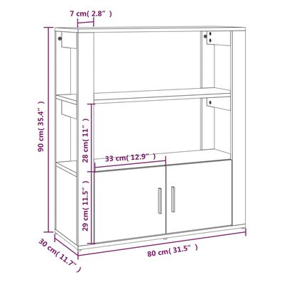 vidaXL Aparador 80x30x90 cm derivados de madeira cinzento cimento