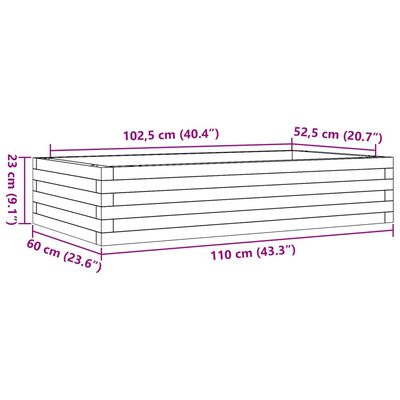 vidaXL Vaso/floreira de jardim 110x60x23 cm madeira de pinho maciça