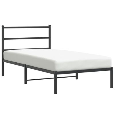 vidaXL Estrutura de cama com cabeceira 100x190 cm metal preto