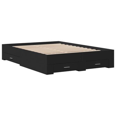 vidaXL Estrutura de cama c/ gavetas 135x190 cm derivados madeira preto