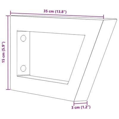 vidaXL Suportes de prateleira p/lavatório 2pcs aço trapezoidais branco