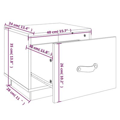 vidaXL Mesas de cabeceira 2 pcs 40x34x35 cm pinho maciço preto