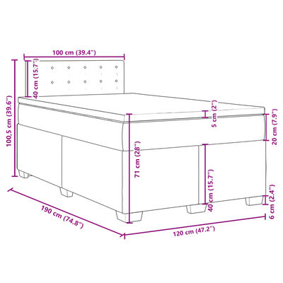 vidaXL Cama boxspring com colchão 120x190 cm couro artificial cinzento