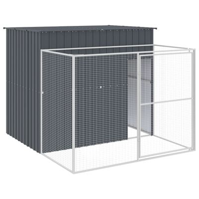 vidaXL Casota p/ cães c/ parque 214x253x181 cm aço galvaniz. antracite