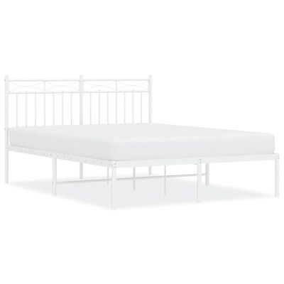 vidaXL Estrutura de cama com cabeceira 135x190 cm metal branco