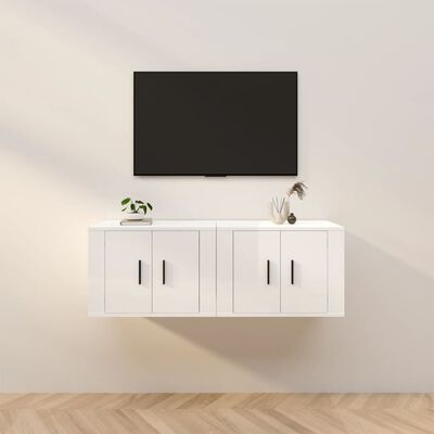 vidaXL Móveis de TV de parede 2 pcs 57x34,5x40 cm branco brilhante