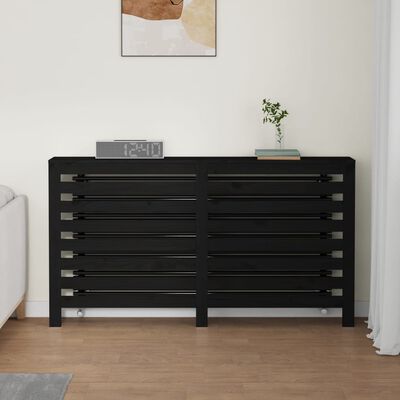 vidaXL Cobertura de radiador 153x19x84 cm pinho maciço preto