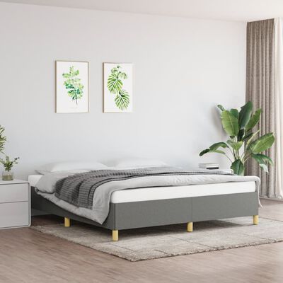 vidaXL Estrutura de cama 160x200 cm tecido cinzento-escuro