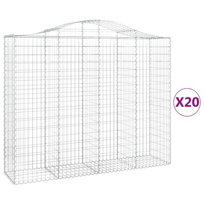 vidaXL Cestos gabião arqueados 20 pcs 200x50x160/180 ferro galvanizado