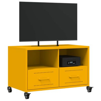 vidaXL Móvel de TV 68x39x43,5 cm aço amarelo mostarda