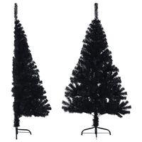 vidaXL Meia árvore de Natal artificial com suporte 120 cm PVC preto