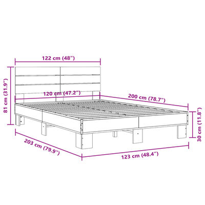 vidaXL Estrutura de cama 120x200 cm derivados madeira/metal