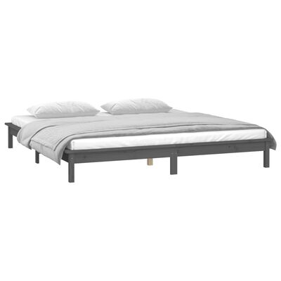 vidaXL Estrutura cama super king c/ LED 180x200cm madeira maciça cinza