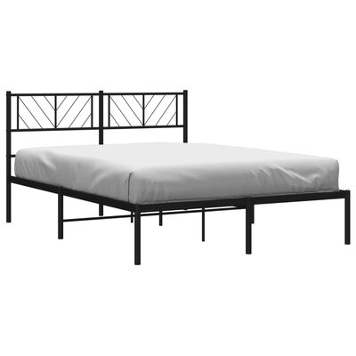 vidaXL Estrutura de cama em metal com cabeceira 150x200 cm preto