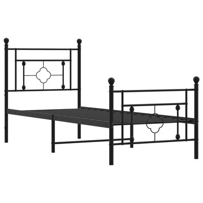 vidaXL Estrutura de cama com cabeceira e pés 80x200 cm metal preto