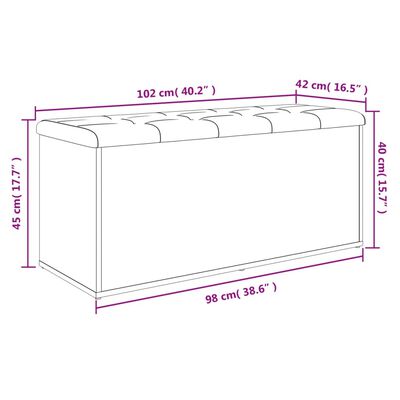 vidaXL Banco arrumação 102x42x45 cm derivados madeira cinzento sonoma