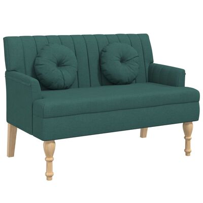 vidaXL Banco c/ almofadões 113x64,5x75,5 cm tecido verde-escuro