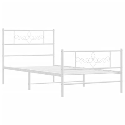 vidaXL Estrutura de cama com cabeceira e pés 90x190 cm metal branco