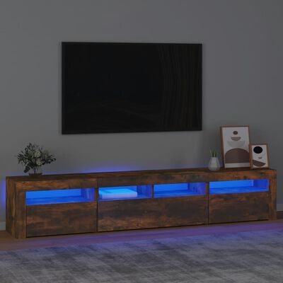 vidaXL Móvel de TV com luzes LED 210x35x40 cm carvalho fumado