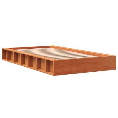 vidaXL Cama sem colchão 100x200 cm pinho maciço castanho-mel