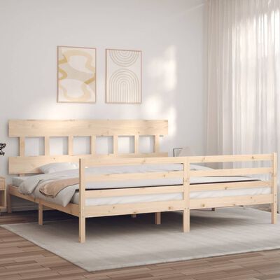 vidaXL Estrutura de cama com cabeceira 200x200 cm madeira maciça