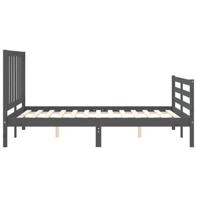 vidaXL Estrutura de cama com cabeceira 140x190 cm madeira maciça cinza