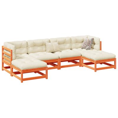 vidaXL 6 pcs conjunto sofás de jardim madeira de pinho castanho cera