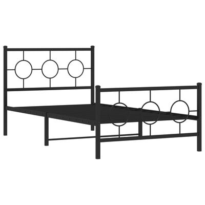 vidaXL Estrutura de cama com cabeceira e pés 100x200 cm metal preto