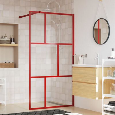 vidaXL Divisória de chuveiro 115x195cm vidro transparente ESG vermelho