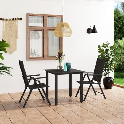 vidaXL 3 pcs conjunto de jantar para jardim preto