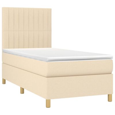 vidaXL Cama com molas/colchão 90x200 cm tecido cor crème