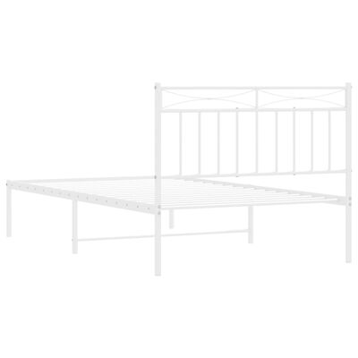 vidaXL Estrutura de cama em metal com cabeceira 107x203 cm branco