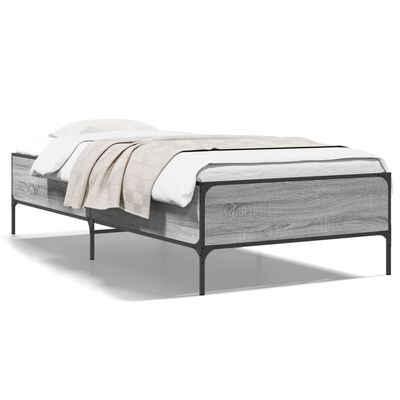 vidaXL Estrutura de cama derivados de madeira e metal cinzento sonoma