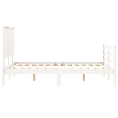 vidaXL Estrutura de cama com cabeceira 120x200cm madeira maciça branco