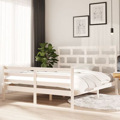 vidaXL Estrutura de cama 160x200 cm madeira de pinho maciça branco