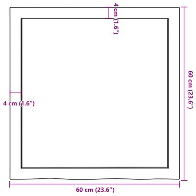 vidaXL Bancada p/ WC 60x60x(2-4) cm madeira maciça tratada castanho