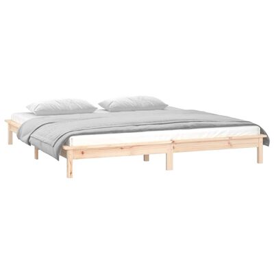 vidaXL Estrutura de cama de casal c/ LED 135x190 cm madeira maciça