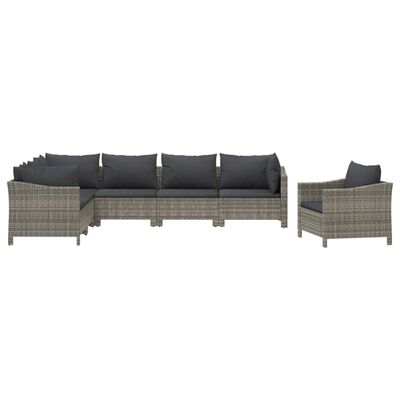 vidaXL 7 pcs conjunto lounge de jardim c/ almofadões vime PE cinzento